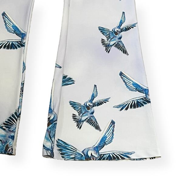 NWT Ala Von Auersperg Elaine Stretch Knit Flare Pants In Love Birds Size L $295 - Picture 3 of 7